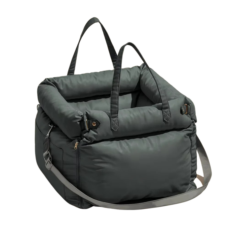 Bolsa de Assento Pet em Couro Reforçado para Viagens Seguras com Seu Cachorro