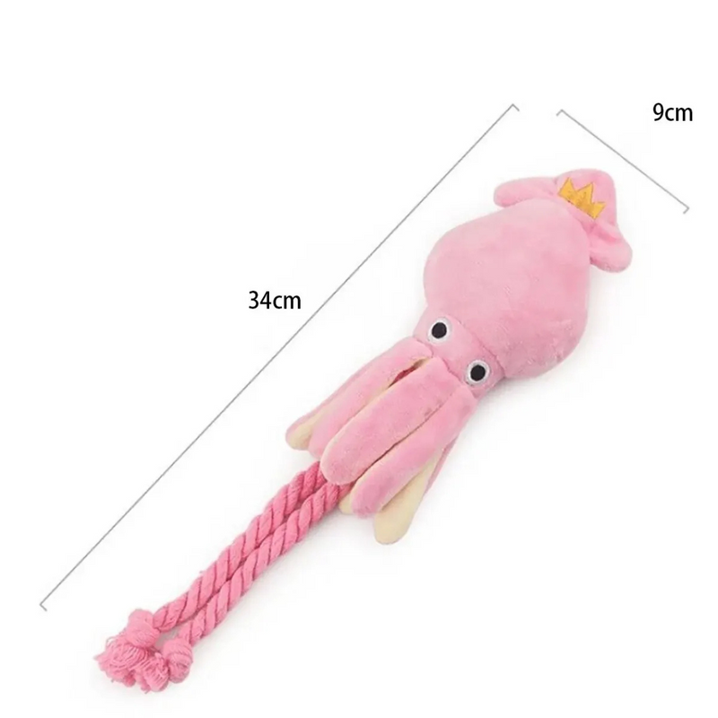 Pelúcia Polvo Rosa: Brinquedo Confortável e Mordedor Divertido com Corda