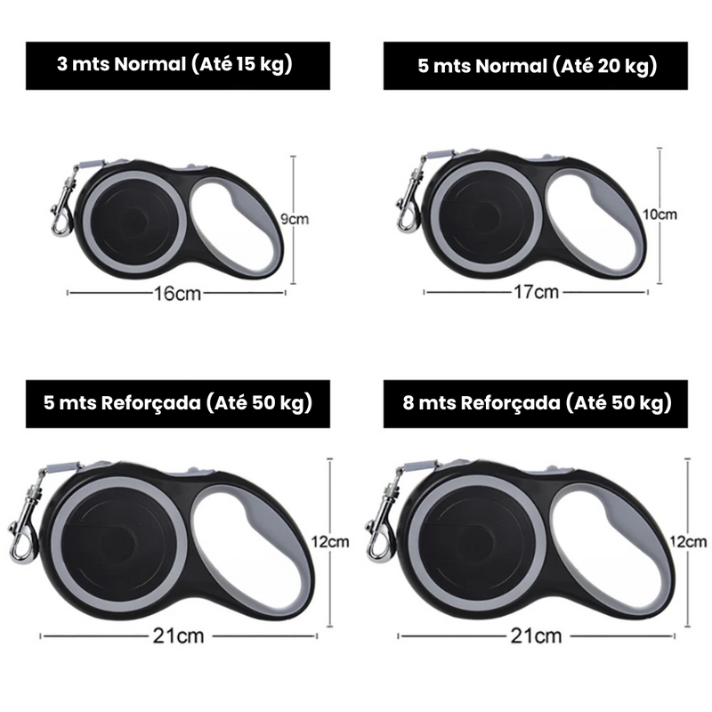 Guia Retrátil Reforçado para Cães e Gatos – Liberdade e Conforto em Cada Passeio