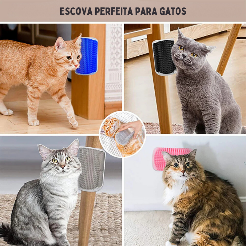 Escova Relaxante para Gatos com Fixação em Paredes e Cantos