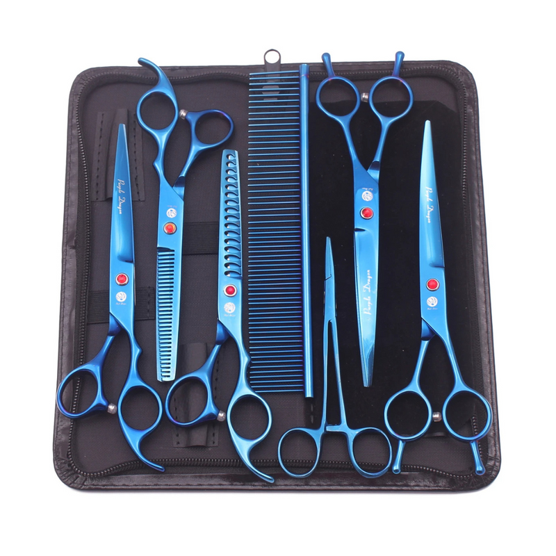 Kit Profissional de Tesouras e Pente para Banho e Tosa Purple Dragon com Estojo – Transforme a Experiência do Seu Pet