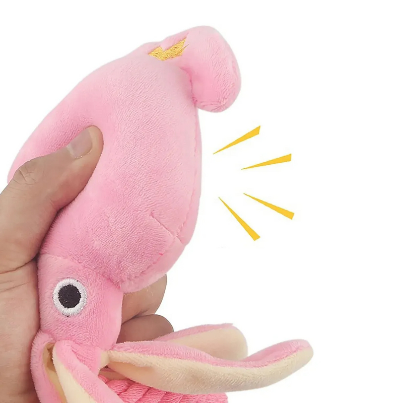 Pelúcia Polvo Rosa: Brinquedo Confortável e Mordedor Divertido com Corda