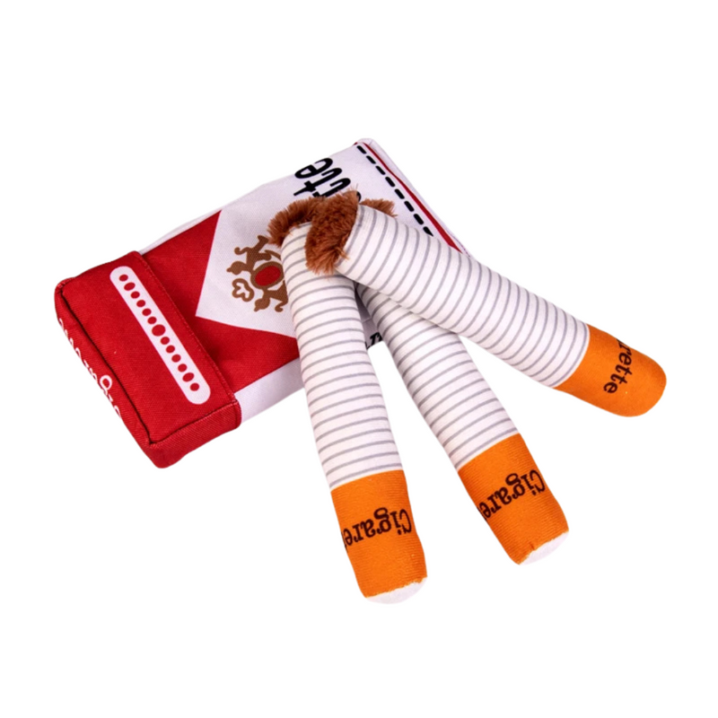 Cachorro Feliz: Brinquedo de Mastigar em Formato de Cigarro com Som de Apito
