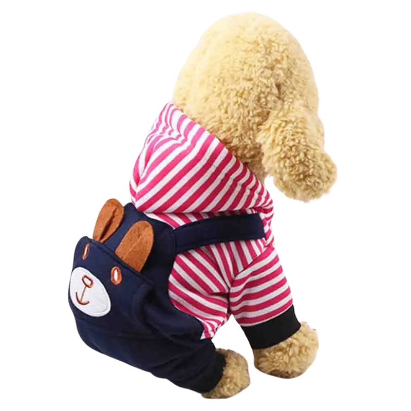 Confortável Jardineiro Moletom com Suspensório para Cachorros