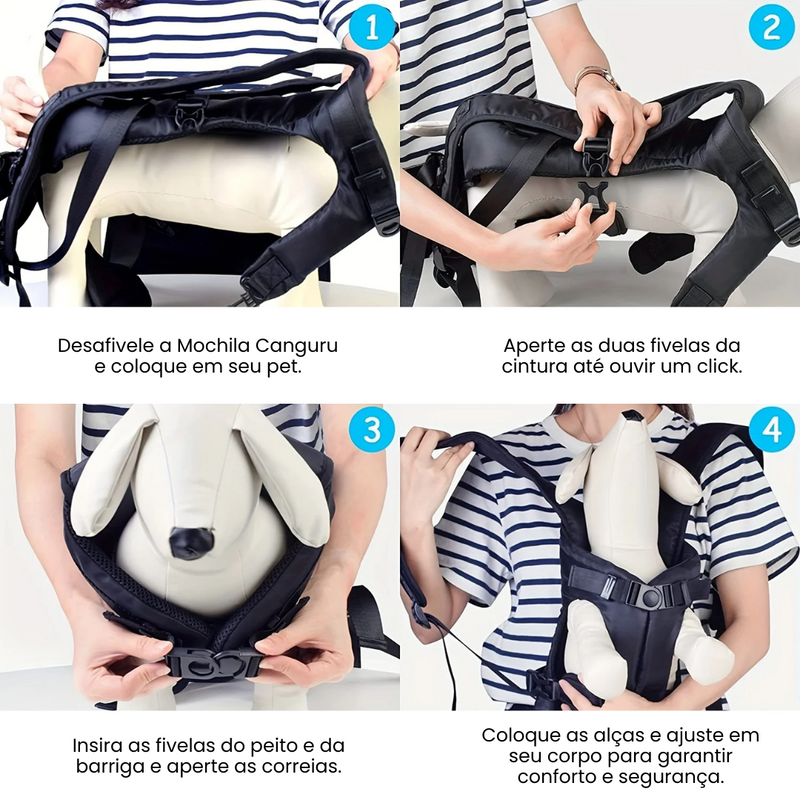 Mochila Canguru Pet: Transporte Confortável e Prático para Seu Amigo