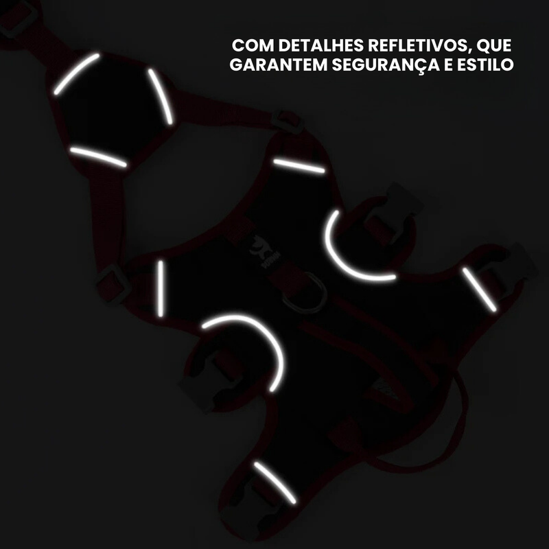 Coleira Peitoral Ajustável para Cachorros – Conforto e Segurança com Reflexividade em 6 Pontos