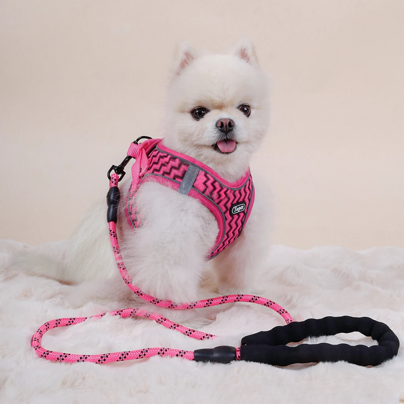 Coleira Peitoral Pink com Guia Reforçada: Conforto e Estilo para Seu Cachorro