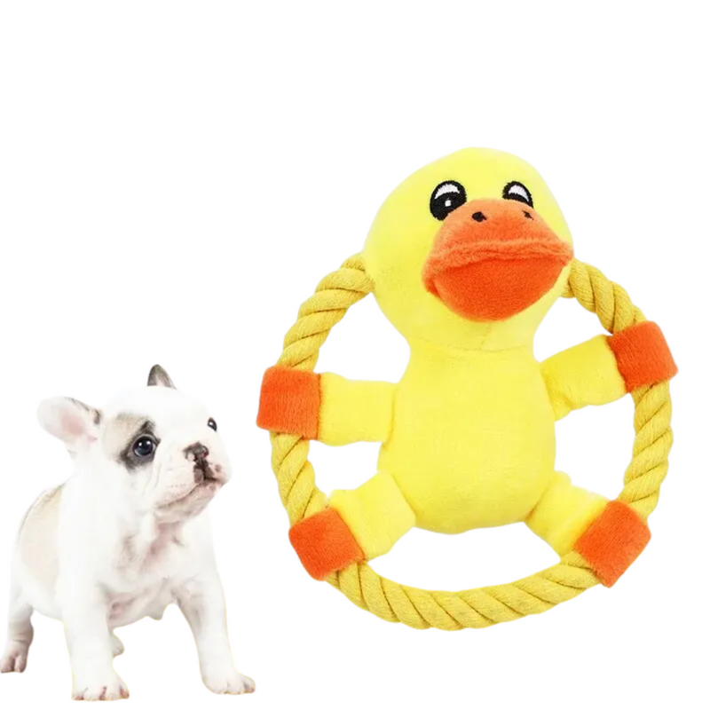 Brinquedo de Pelúcia com Corda e Argola para Mordida: Conforto e Diversão para Seu Cachorro