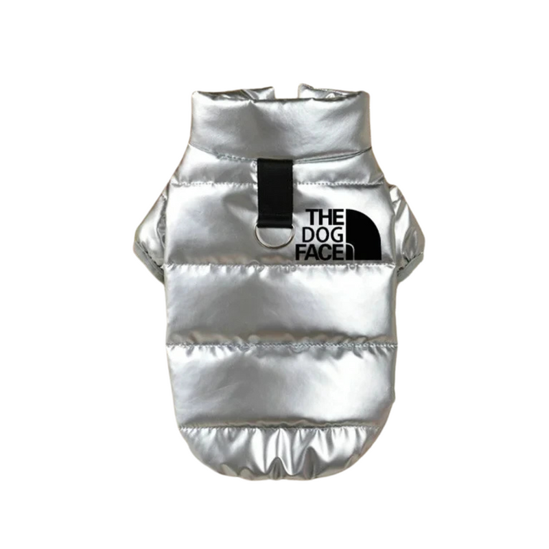 Jaqueta Puffer Impermeável para Pets The Dog Face com Alça Prática para Passeios Confortáveis