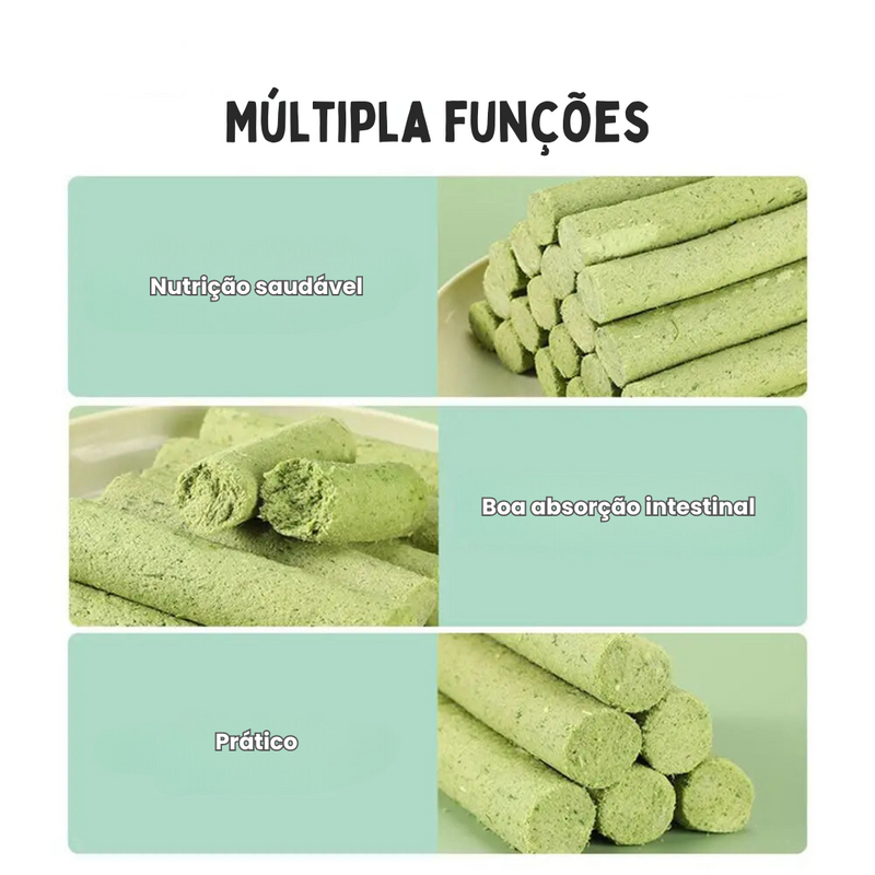 Bastão de Graminha Nutritivo para Alívio da Dentição de Gatos