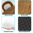 Cama Acolchoada Ursinho Marrom em Pelúcia para Conforto de Gatos e Cães