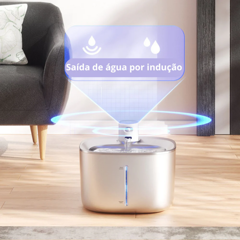 Fonte de Água Inox para Gatos com Sensor Inteligente e Filtragem Automática 4L