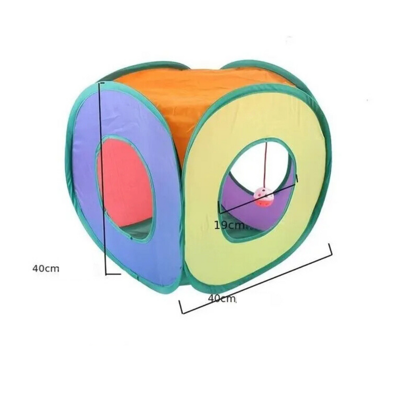 Túnel Dobrável Colorido para Gatos com Bolinhas - Diversão e Conforto em Cada Aventura