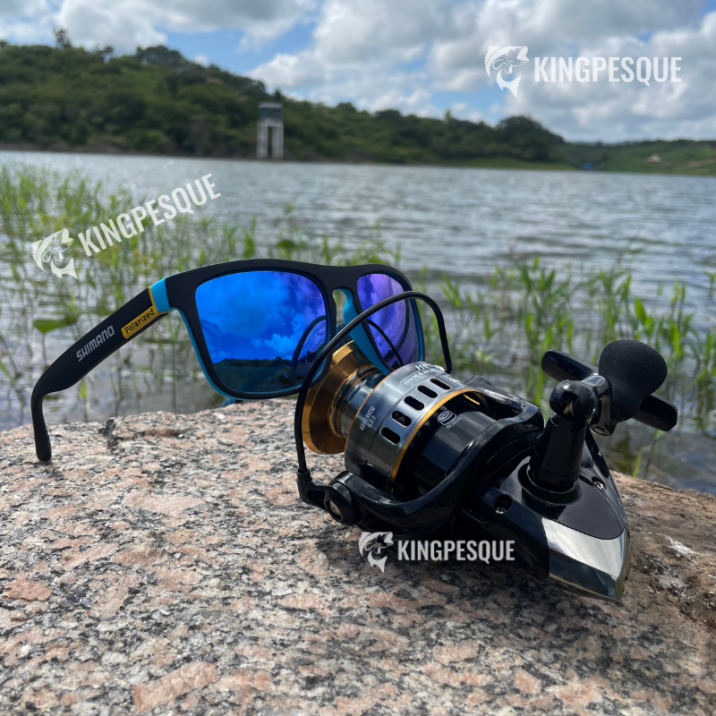 Molinete Shimano com Drag de Até 15kg e 19 Rolamentos para Rotação Impecável + Óculos de Sol Polarizados Grátis para Aventuras ao Ar Livre