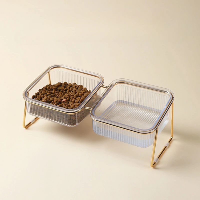 Conjunto Prático de Bebedouro e Comedouro de Acrílico para Conforto de Cães e Gatos