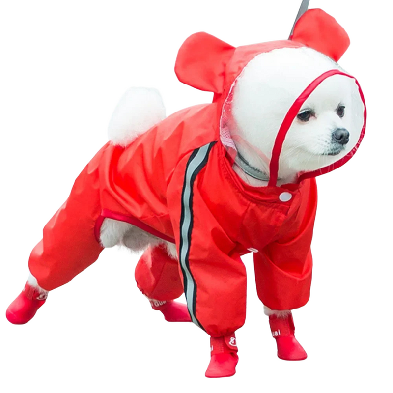 Capa de Chuva Refletiva com Capuz e Orelhinhas para Conforto e Estilo