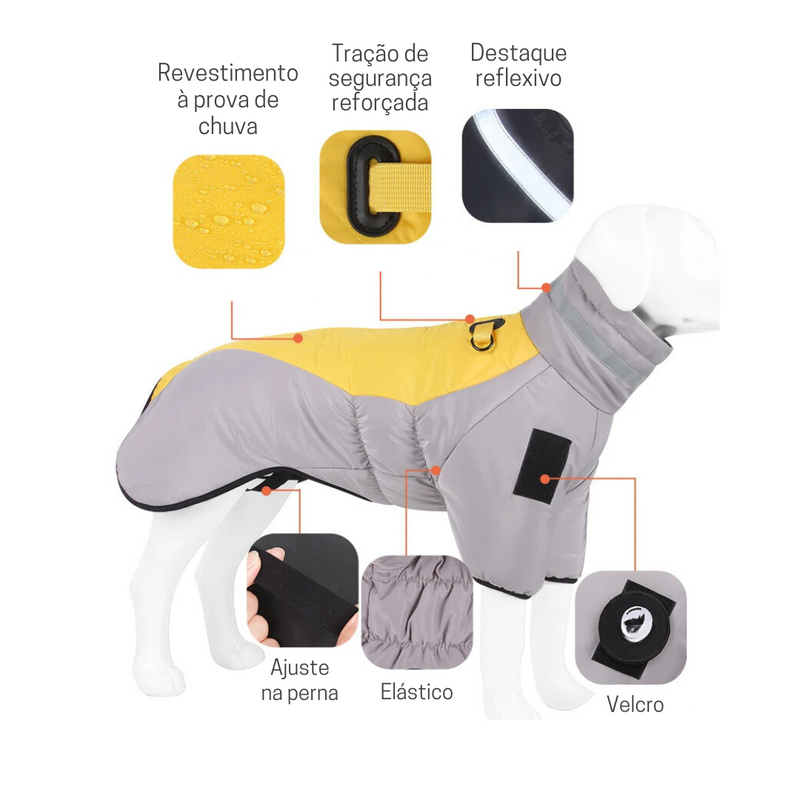 **Jaqueta Impermeável com Colar Alto para Conforto e Proteção do Seu Cachorro**