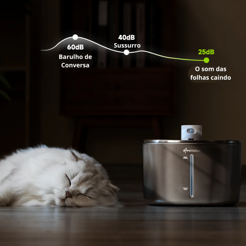 Fonte de Água Inox para Gatos com Sensor Inteligente e Filtragem Automática 4L