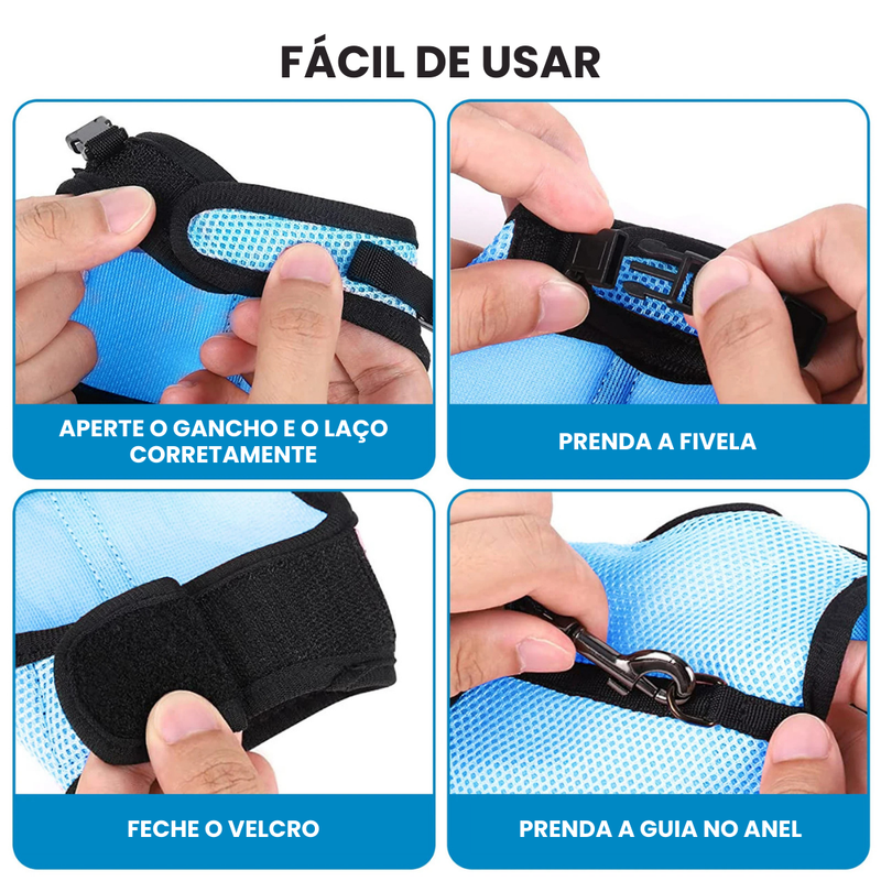 Coleira Peitoral Ajustável e Guia para Conforto e Segurança de Seu Coelho