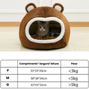 Cama Acolchoada Ursinho Marrom em Pelúcia para Conforto de Gatos e Cães