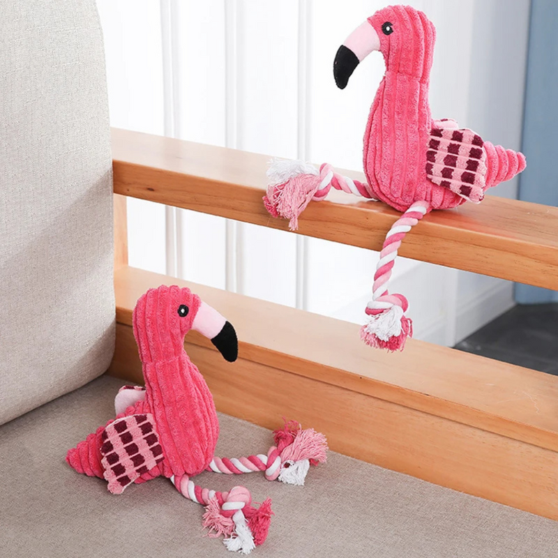 Pelúcia Flamingo com Corda: Brinquedo Ideal para Diversão e Conforto do Seu Cachorro