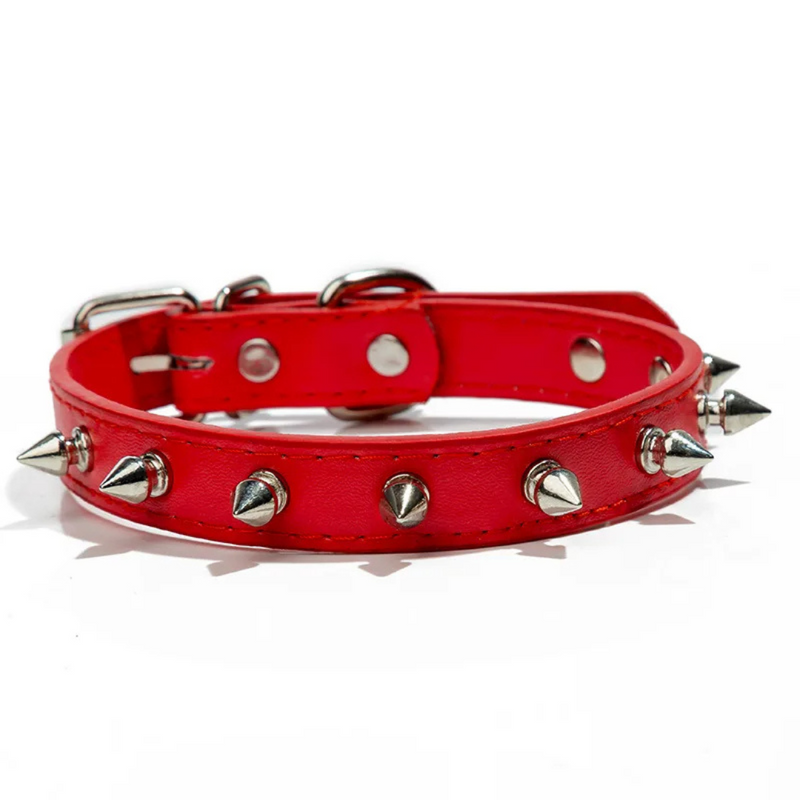 Coleira Pet de Couro com Spikes para Estilo e Conforto do Seu Cachorro