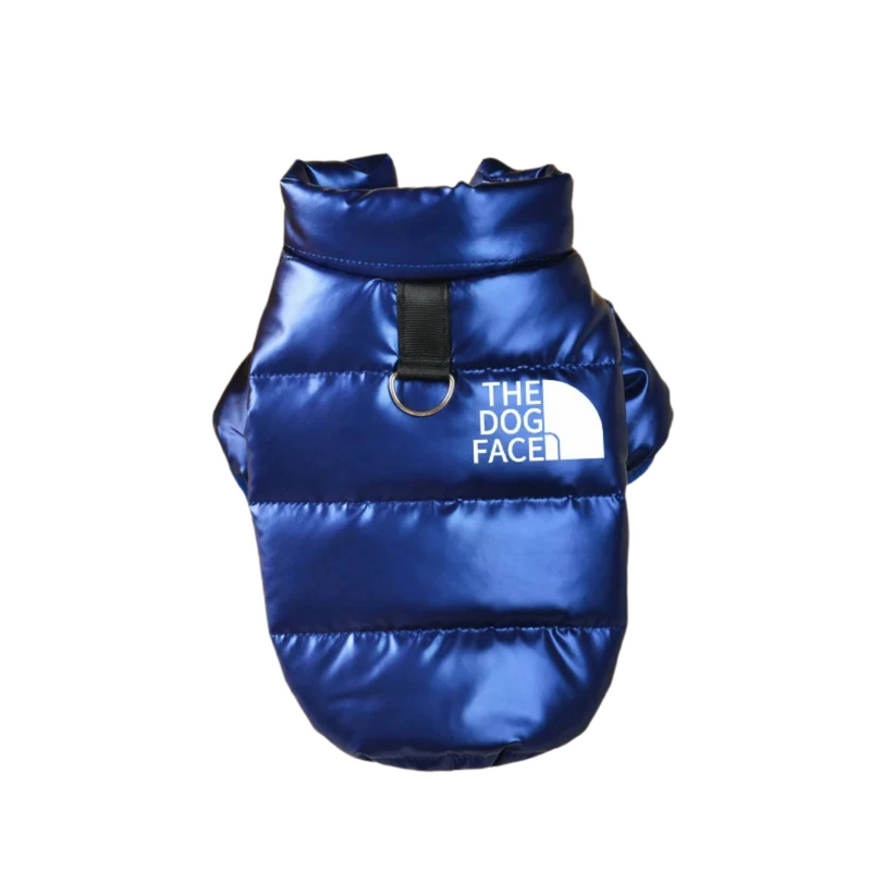Jaqueta Puffer Impermeável para Pets The Dog Face com Alça Prática para Passeios Confortáveis