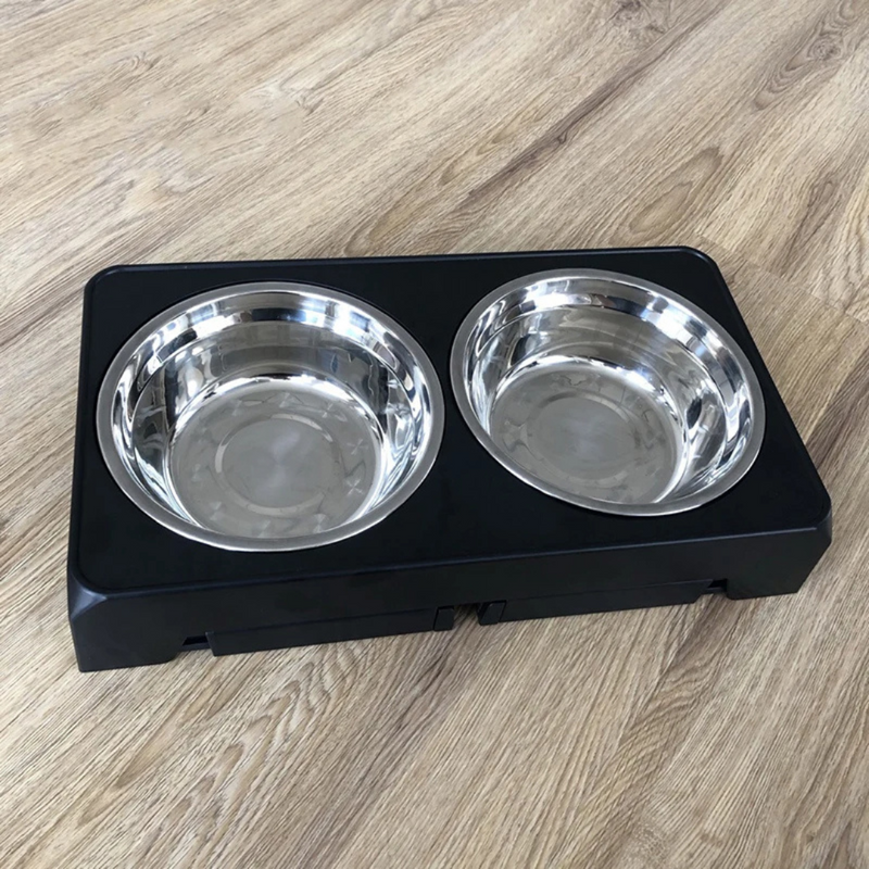 Comedouro e Bebedouro Elevado Ajustável para Pets - Conforto e Estilo com Tigela em Aço Inox
