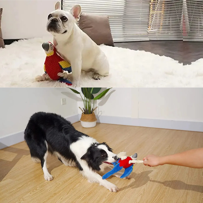 Brinquedo de Pelúcia Durável em Formato de Papagaio para Conforto e Alegria do Seu Pet