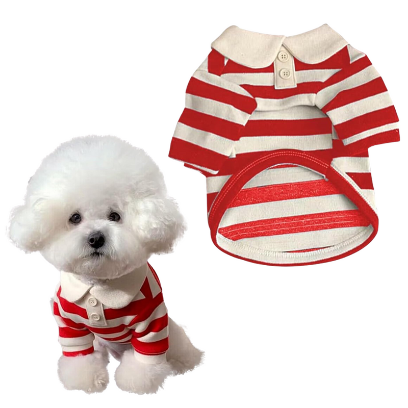 Camisa Polo Confortável com Botões para Cachorros