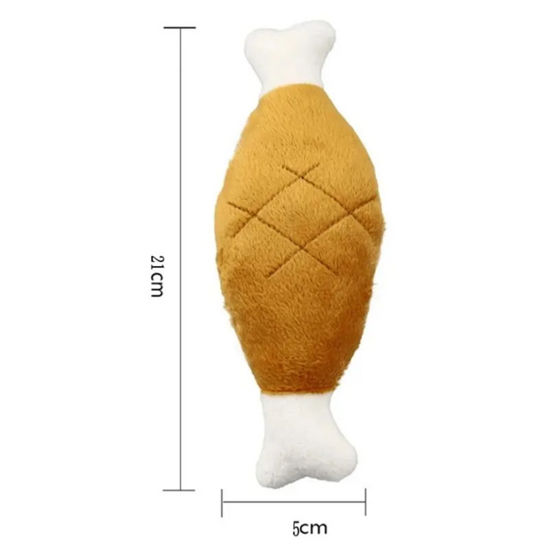 Coxa de Frango Pelúcia com Som - Brinquedo Mordedor Divertido para Cachorros