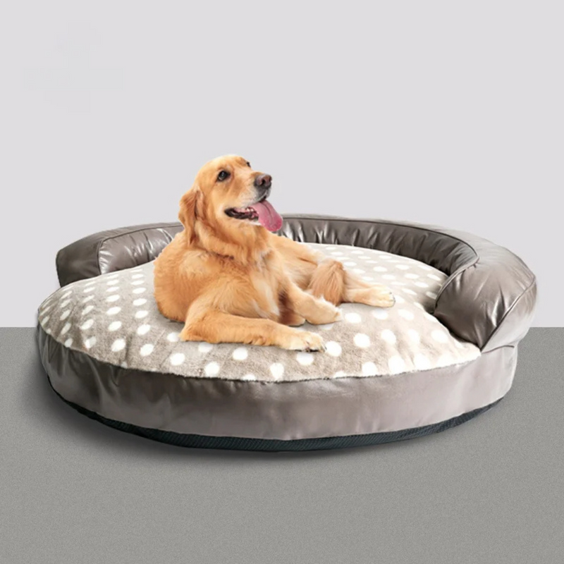 Cama Confortável com Borda Travesseiro para Cães de Grande Porte