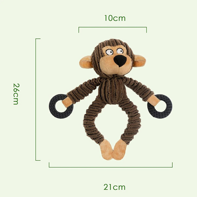 Mordedor Divertido com Argolas para Cachorros: Macaco, Urso e Vaca