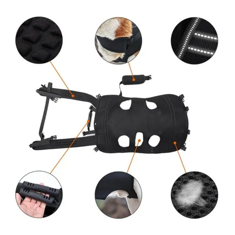 Sling Mochila Arnês para Transporte Seguro de Cães com Mobilidade Reduzida