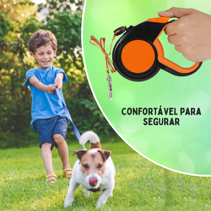 Coleira Retrátil Automática Para Liberdade de Caminhadas Até 8 Metros
