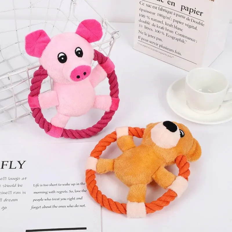 Brinquedo de Pelúcia com Corda e Argola para Mordida: Conforto e Diversão para Seu Cachorro