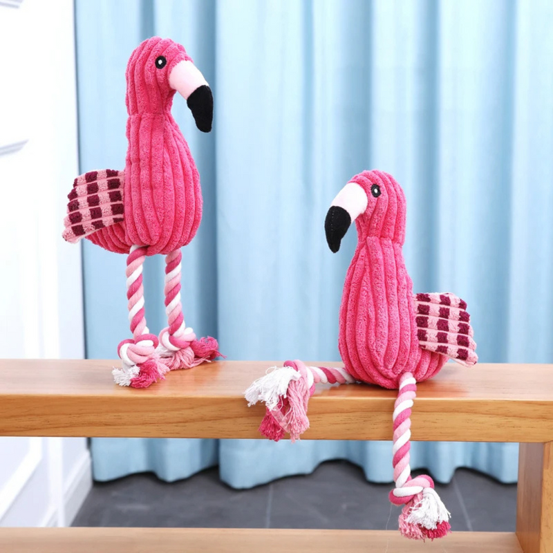 Pelúcia Flamingo com Corda: Brinquedo Ideal para Diversão e Conforto do Seu Cachorro