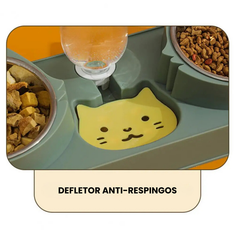 Tigela Pet 3 em 1: Conforto e Praticidade em Bebedouro e Comedouro Inox para Cães e Gatos