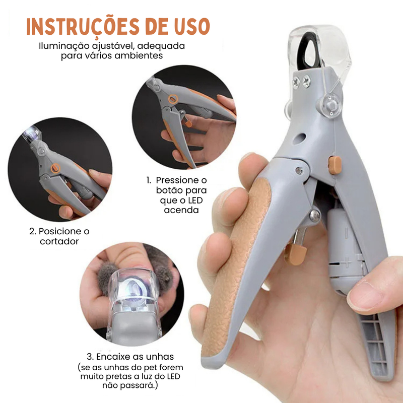**Cortador de Unha Pet com Iluminação LED para Conforto e Praticidade**