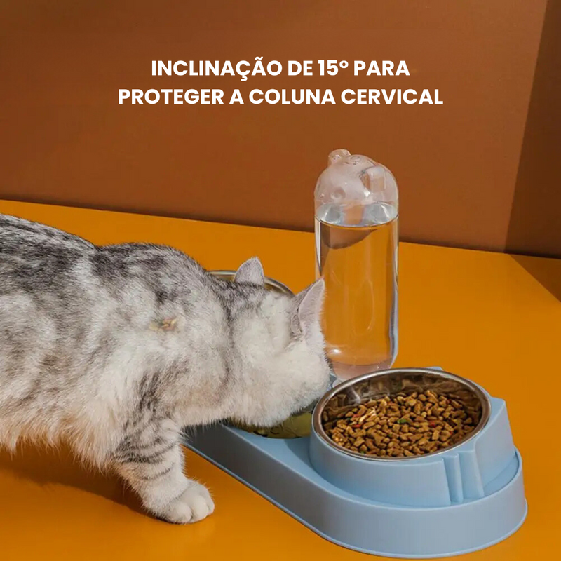 Tigela Pet 3 em 1: Conforto e Praticidade em Bebedouro e Comedouro Inox para Cães e Gatos
