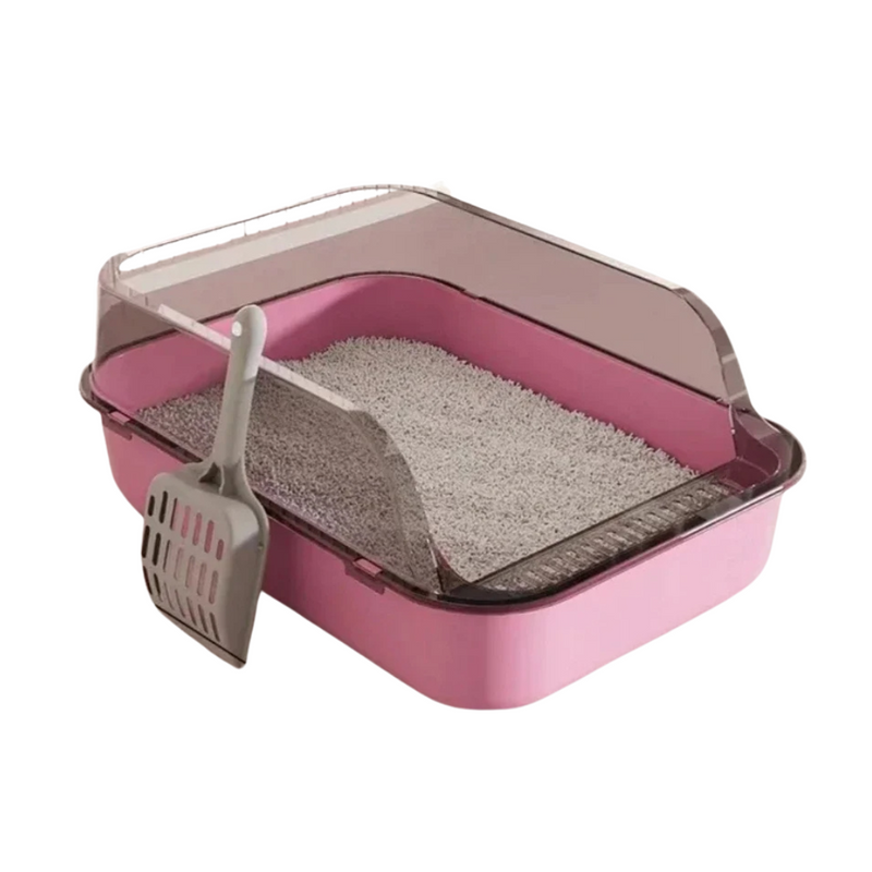 Caixa de Areia Semi Fechada para Gatos com Borda e Pazinha Inclusa - Conforto e Praticidade na Limpeza