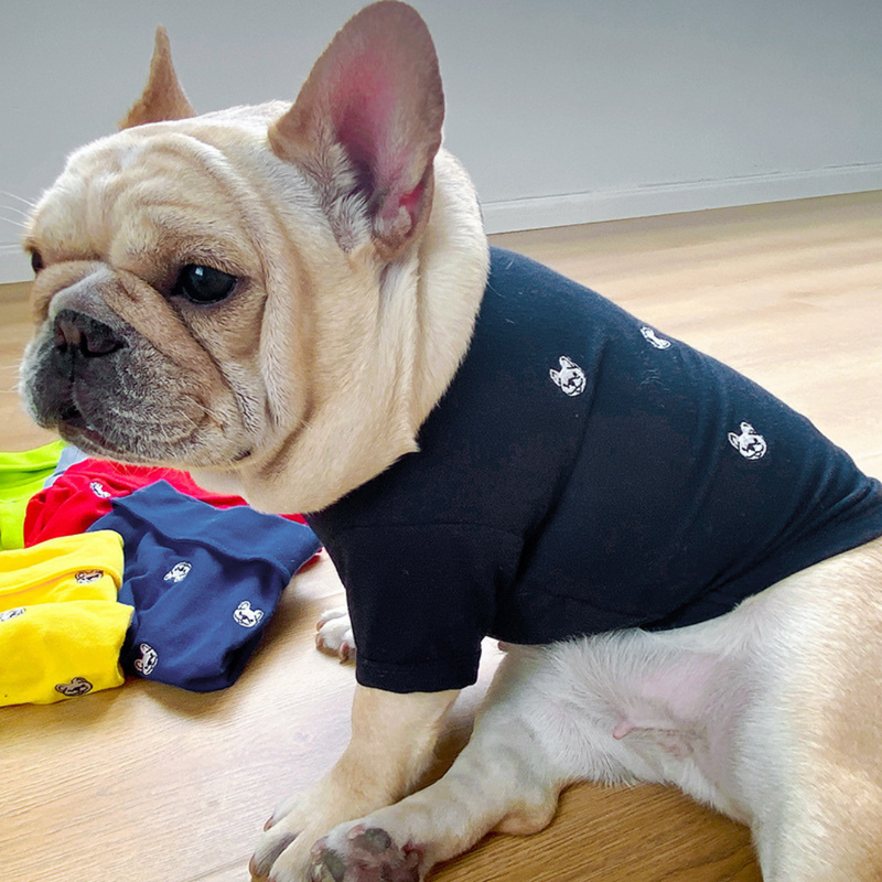 Confortável Roupinha de Polo com Botões para Pugs e Buldogues