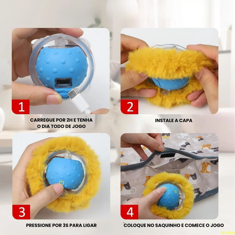 Saco de Brinquedo com Bolinha Elétrica Inteligente para Gatos – Diversão e Estímulo na Rotina do Seu Pet