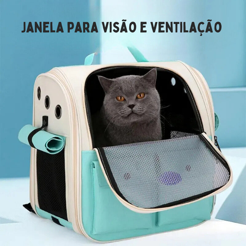 Mochila Pet Prática Para Transporte Confortável de Cães e Gatos
