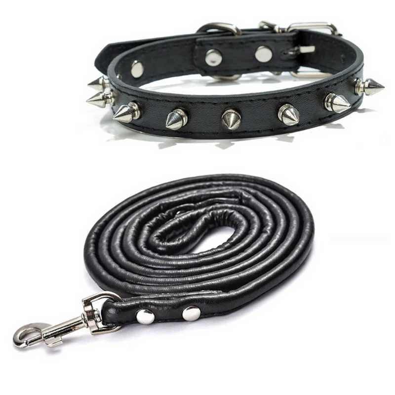 Coleira Pet de Couro com Spikes para Estilo e Conforto do Seu Cachorro