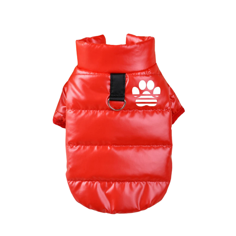 Jaqueta Puffer Impermeável para Pets The Dog Face com Alça Prática para Passeios Confortáveis