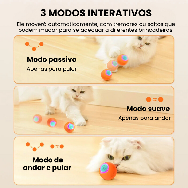 Bolinha Interativa Elétrica para Estímulo e Diversão do Seu Gato