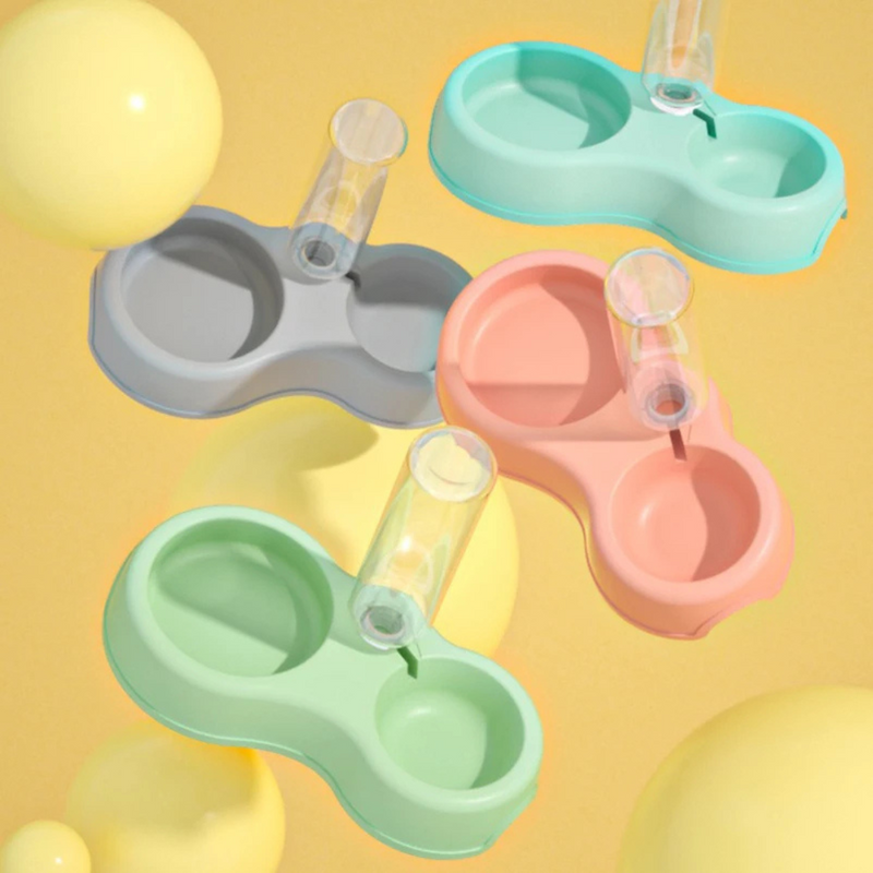 Tigela Dupla Prática com Comedouro e Bebedouro Integrados