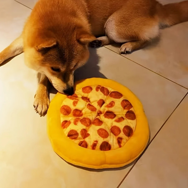Confortante Brinquedo de Pelúcia em Formato de Pizza para Cachorros