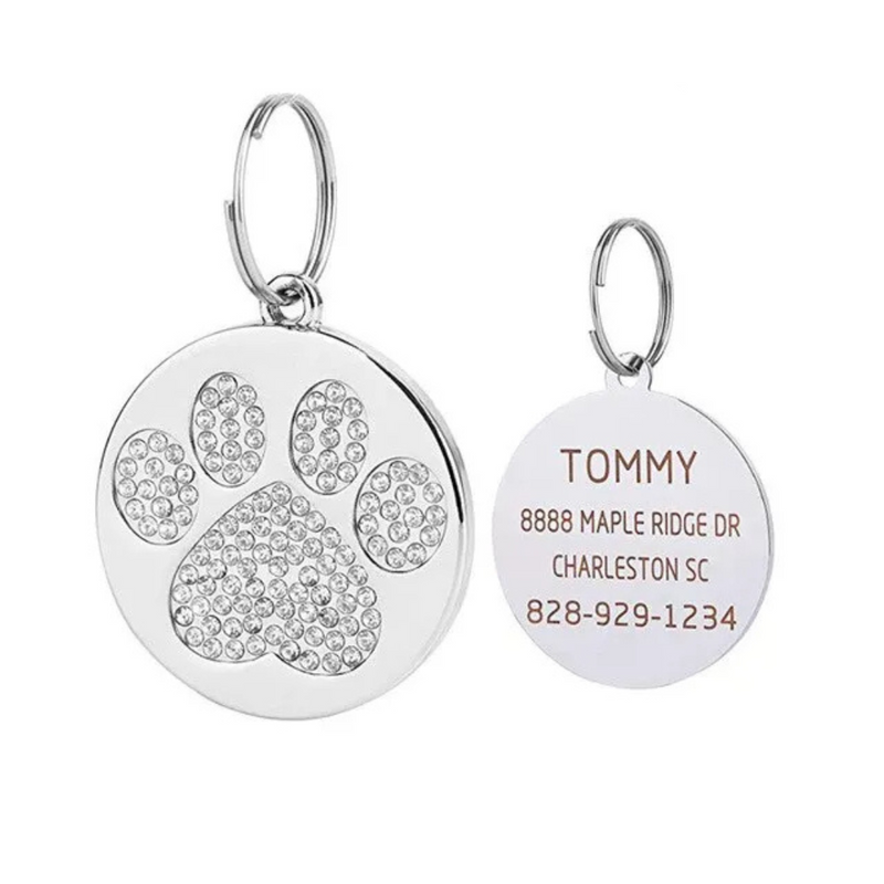 Pingente de Identificação Personalizado para Cachorros com Nome, Telefone e Endereço